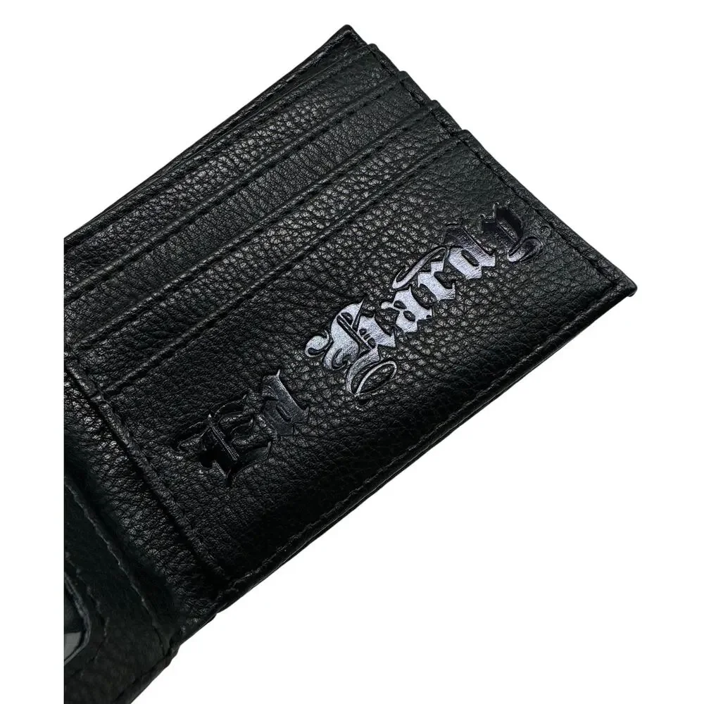 Ed Hardy Men's Bifold Black Wallet With Valet Tray Gift Box